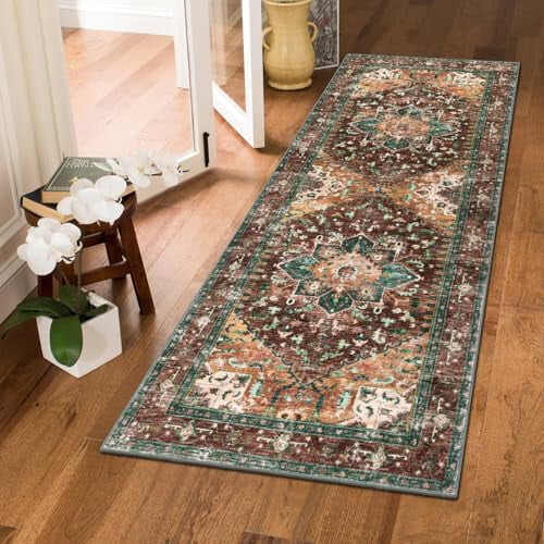 Πλενόμενο χαλί Runner 2x5, αντιολισθητικό χαλί Boho Vintage για διάδρομο με λαστιχένια 2