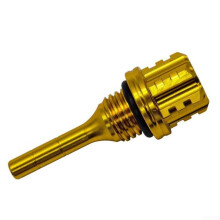 Motorcycle Oil Dipstick CNC Aluminum Alloy Hex Design Anodized Finish Lightweight Yellow