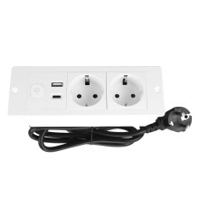 Presa multipla USB-C da incasso 3-in-1 16 A 175x62x60 mm