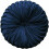 Velvet Round Throw Pillow with Pleated Design Navy 1