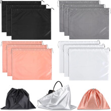 12-pak støvposer til håndtasker – 4 farver, poser med snøre i naturlatex (49,7 x 33,8 cm), kompatible med punge, sko og støvler