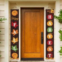 Panneau de porche « Joyeux automne » - Décorations d'automne pour l'intérieur et l'extérieur - Bannière « Joyeuses récoltes d'automne »