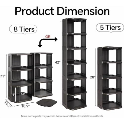 Sapateira vertical de plástico com 8 níveis – Modular e 2