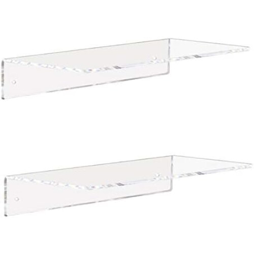 Prateleiras de acrílico transparente de 30 cm (12 polegadas), prateleiras flutuantes para montagem na parede, conjunto de 2 unidades.