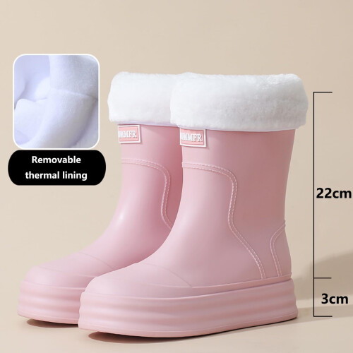 Botas de chuva impermeáveis femininas de cano curto e cano largo (1 par) 1