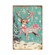 Decorațiune murală vintage de Crăciun din metal, 20x30cm
