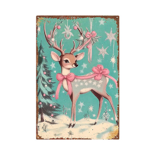 Vintage julekunst i metall 20x30cm