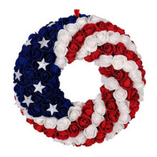 Patriotisk uafhængighedskrans til hoveddøren, 4. juli-krans og veteraner, hoveddør, vægvindue, mindedag, amerikansk kransdekoration