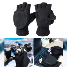 Eisfischerhandschuhe, winddicht, mit elastischem Bündchen, Fleece, Winterhandschuhe zum Eisfischen, fingerlos, zum Radfahren, Laufen, Fotografieren