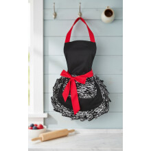 Avental de renda preta com bolso, divertido, retrô e sensual, estilo pin-up, para mulheres e meninas.