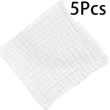 Arlajo Lot de 5 langes en mousseline, 6 épaisseurs de gaze, lingettes pour bébé, serviettes de toilette pliables, blanc