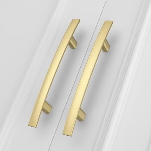 Brushed Gold Cabinet Handles 3.75" Center 15-Pack