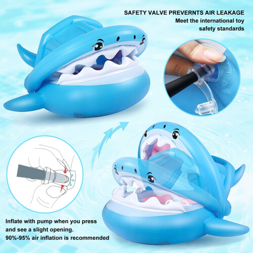 Φουσκωτό Baby Shark με τέντα - Φουσκωτό φουσκωτό πισίνας για νήπια 6-36 μηνών, δακτύλιος 1