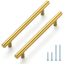 10 db-os csomag, 7,375"-es szekrényfogantyúk, 5" (128 mm) középen, szálcsiszolt sárgaréz és rozsdamentes acél, kompatibilis a standard