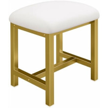 White Gold Vanity Stool with Cushion 1 Piece