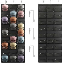 Over-Door Baseball Cap Organizer Black 27-Pocket with 3