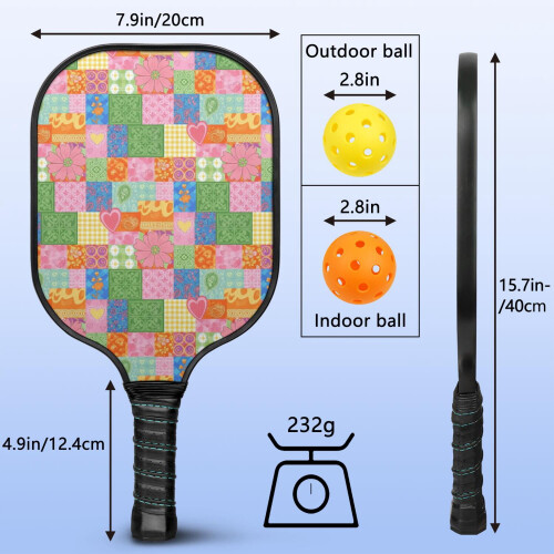 Σετ κουπιών Pickleball με κουπιά από fiberglass σε σχέδια λουλουδιών, 2 μπάλες και τσάντα – 2