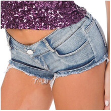 Calça jeans feminina com botões, cintura baixa, shorts jeans, mini calça para praia e verão.
