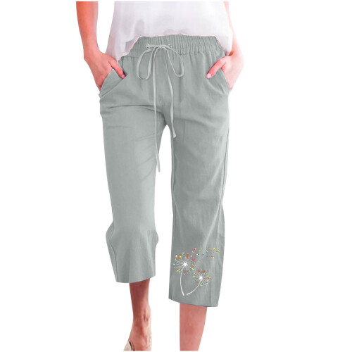 Γυναικείο Cargo Capris με τσέπες και χαλαρή εφαρμογή, casual, καλοκαιρινό, φλοράλ σχέδιο
