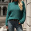Hässliche Weihnachtspullover für Damen, einfarbiger Rollkragenpullover, stylischer Langarmpullover für den Alltag 4