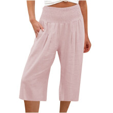 Zomerse cargo capri broek voor dames in grote maten, losse wijde pijpen, hoge taille, rechte broek, casual broek voor dames