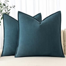 Blå Boho Linne Euro Sham Örngott 22x22", 2-pack – Lantligt, kustnära och modernt heminredning