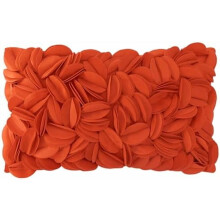 Handmade 3D Floral Velvet Throw Pillow Cover, 12x20", Dark Orange – for Bed, Living Room, Sofa, Couch