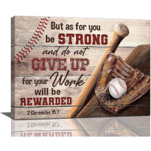 Keresztény baseball falikép – Inspiráló vászonkép a Szentírás témájában, sport témában, 40x30 cm, keretezve, fiúszobába, tanterembe