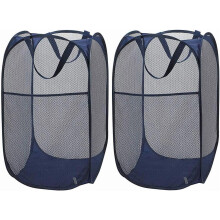 1/2 Pack Foldable Popup Laundry Basket, Collapsible Portable Mesh Clothes Washing Laundry Hamper with Reinforced Carry Handles