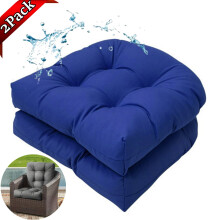 Ensemble de 2 coussins de chaise d'intérieur/extérieur, 48 x 48 cm, capitonnés, en forme de U, pour terrasse, jardin et pelouse, bleus