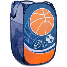 Collapsible Mesh Pop Up Hamper with Wide Opening & Side Pocket – Breathable, Sturdy, Foldable, Space-Saving for Clothes/Storage (Sports), compatible