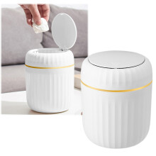 Mini poubelle de bureau avec couvercle, petite poubelle compacte pour cuisine, salle de bain, chambre et dortoir, blanche
