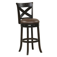 Tabouret de bar pivotant de 79 cm avec dossier incurvé, assise et repose-pieds en similicuir – Compatible avec îlot de cuisine et salle à manger