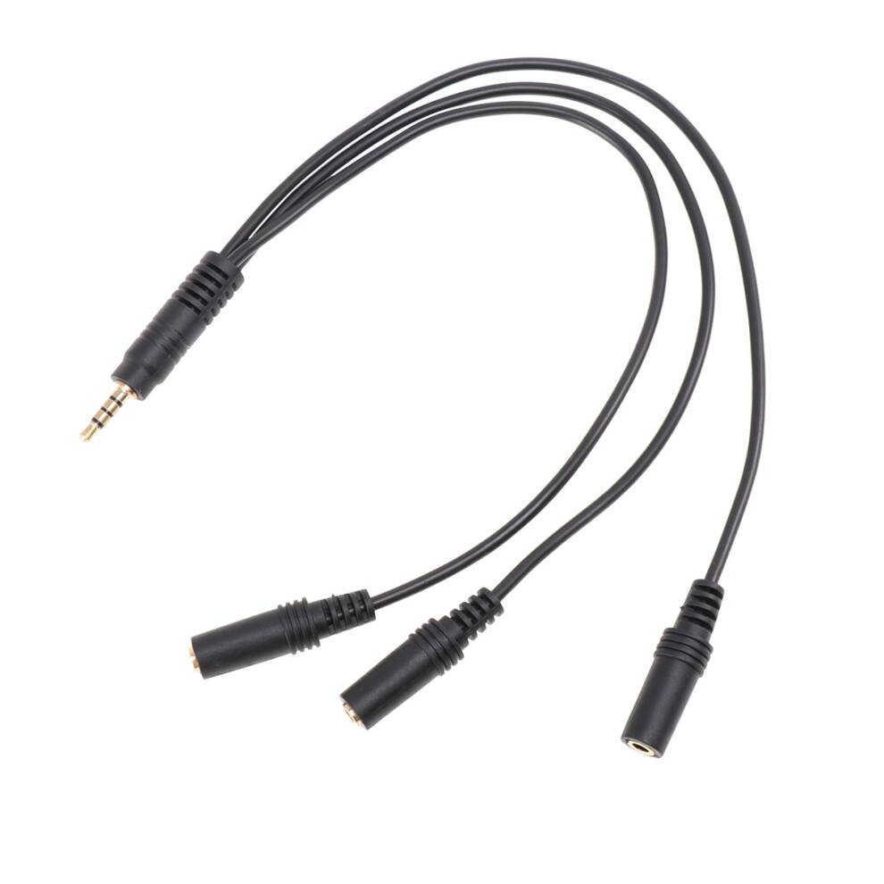 3.5Mm Audio Splitter Cable For Cellphone Headset - 1 Input 3 Output (Black) Black 9058772113993