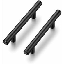 Lot de 6 poignées de meuble de 12,7 cm (5 pouces) en acier inoxydable noir mat pour tiroirs de cuisine. Entraxe des trous : 7,6 cm (3 pouces).