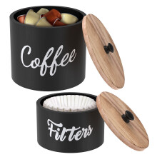 2pcs Wood Coffee Filter Holder Dispenser Storage Container Dispensers with Lid Enduring Filter Container for Counter Decor