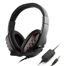 Over-Ear Gaming-hovedtelefoner, 3,5 mm kablet, støjreducerende mikrofon og lydstyrkekontrol – kompatibel med pc, bærbar computer, smartphones