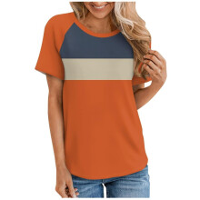 VERUGU Dames Tops Raglanmouwen Ronde Hals Shirts Trendy Zomer Colorblock T-shirts met Korte Mouwen Losse Casual Comfortabele Blouses voor Leggings
