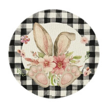 Easter Round Placemat - Festive Dining Table Pad for Holiday Celebrations, Multicolor Polyester Mat, Non-Slip Tabletop Protector for Home Gatherings