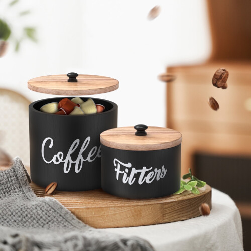 Kaffeefilterhalter aus Holz mit Deckel (2 Stück) 2