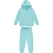 Children's Casual Wear Set 2pcs Sweatsuit Hooded Pullover Tracksuit Kids Boys Girls Sweatshirt + Pants Outfits Set Light Blue Kids Sportswear Sets