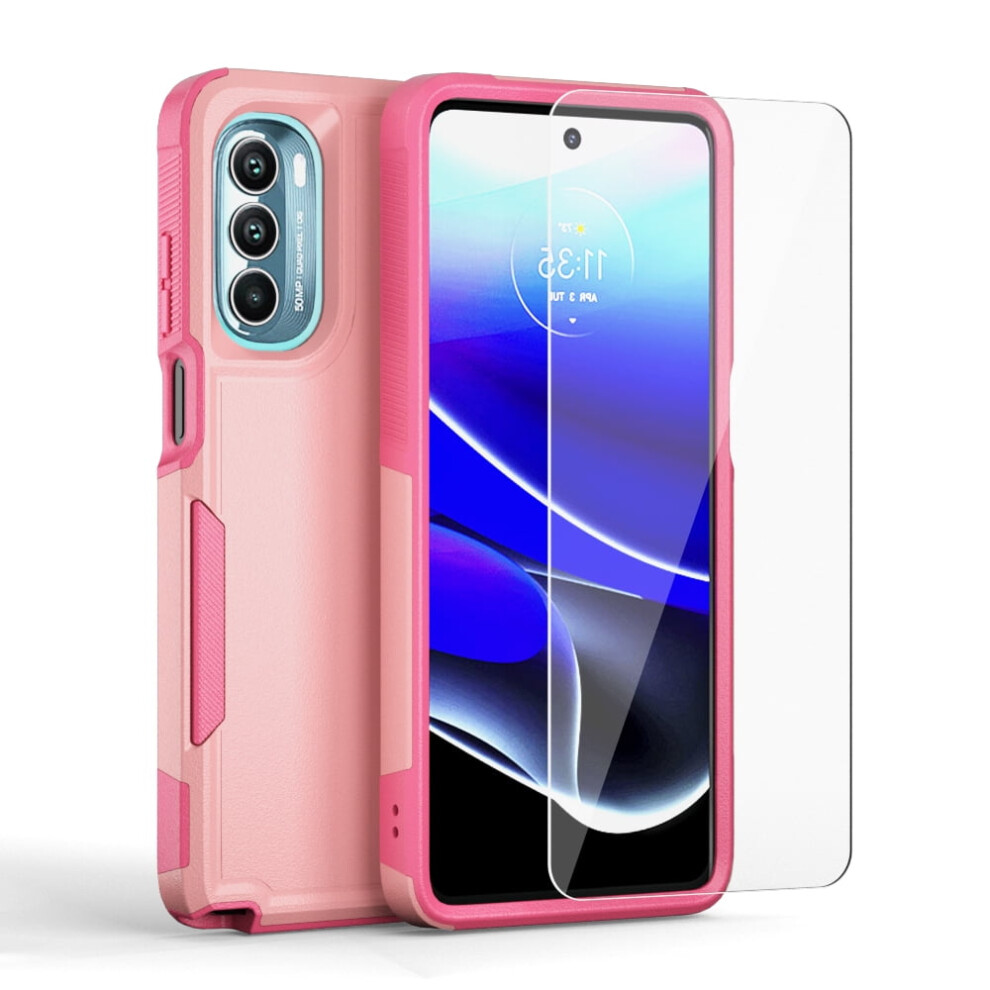 Xhy Moto G Stylus 5G 2022 Case With Screen Protector, Military-Grade Double-Layer Shock-Drop Resistant Tpu, Detachable Â Pink 9058772115379