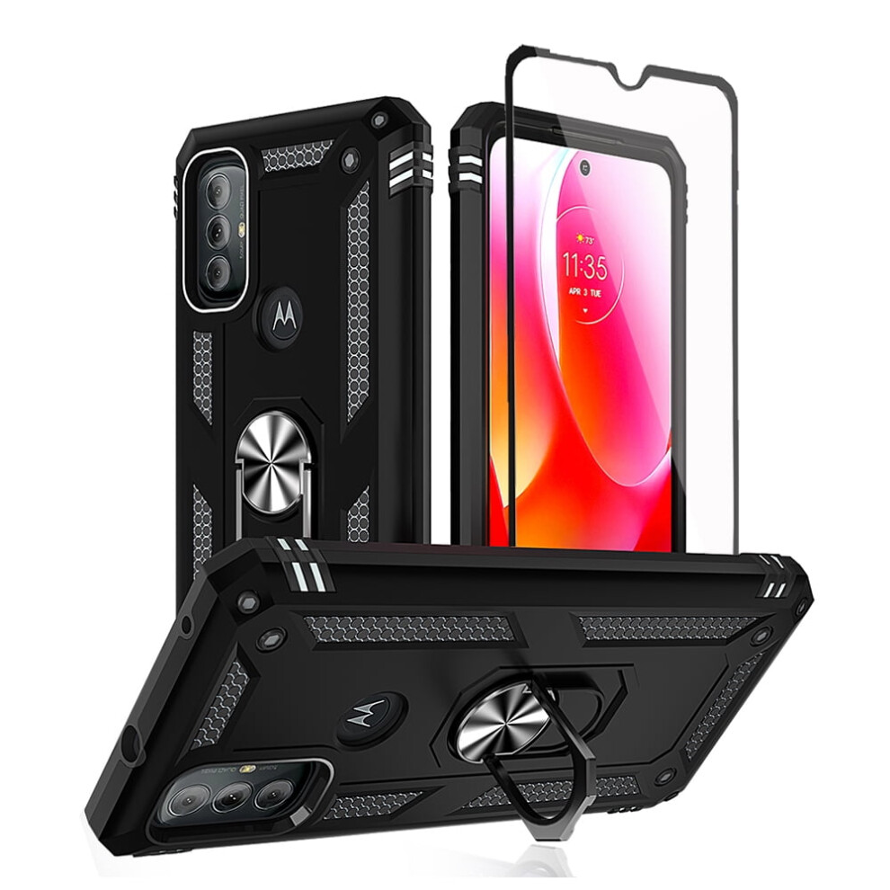 Xhy Moto G Play 2023 Case With Screen Protector, Magnetic Ring Kickstand, Military-Grade Rugged Detachable Case Â Black 9058772115270