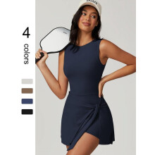 Női Egyszínű Knot Wrap Tank Romper, Ujjatlan Sportruházat Nyárra
