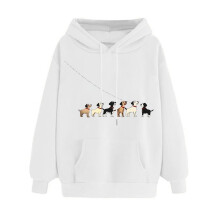 Sweat à capuche blanc à manches longues et cordon de serrage pour femme - Nouveau pull tendance - Cadeau de Saint-Valentin pour elle