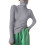 Damen-Rippstrickpullover in Übergröße, Stehkragenpullover mit Daumenlöchern, Langarm, schmale Passform – Grau 1