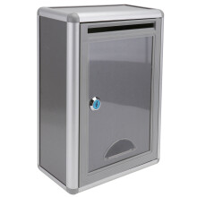 Multifunctional silver-gray aluminum alloy locked suggestion box wall-mounted safe voting box (21.5*10.5*28.5) (entry style random)
