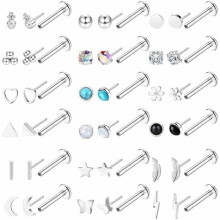 20G Threadless Flat Back Earrings for Women & Men – Hypoallergenic Surgical Steel Nose Studs, Labret, Lip, Tragus, Conch, Medusa Jewelry (18 Pairs)