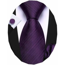 Plain Men Silk Ties Extra Long Stain Necktie for Wedding Business Handkerchief Cufflinks Set Solid Colors