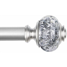 1" Telescoping Curtain Rod 72-144", Heavy Duty Single Rod with Silver Translucent Finials